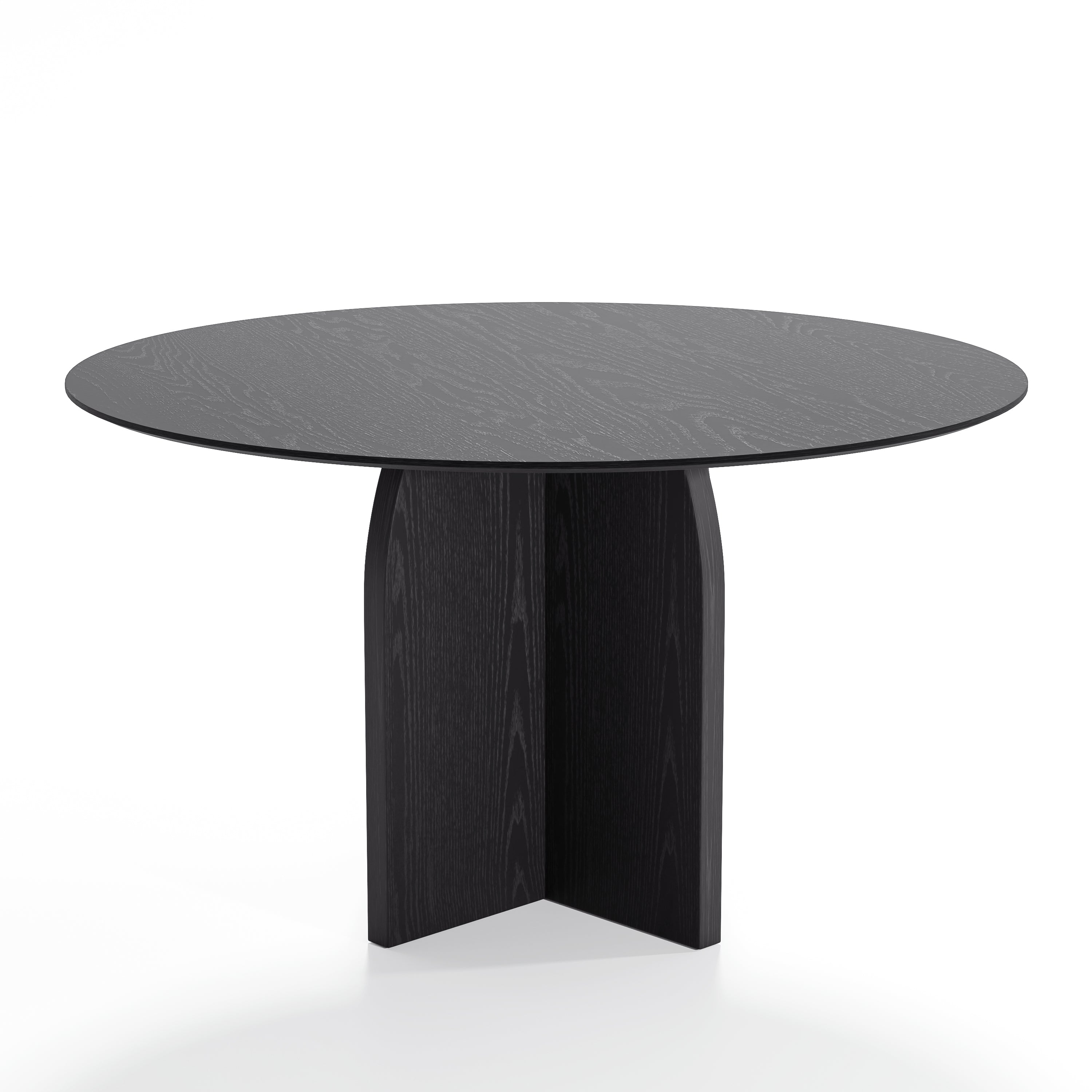 52" Black Solid Wood Pedestal Base Round Top Dining Table