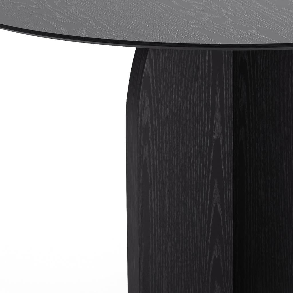 52" Black Solid Wood Pedestal Base Round Top Dining Table