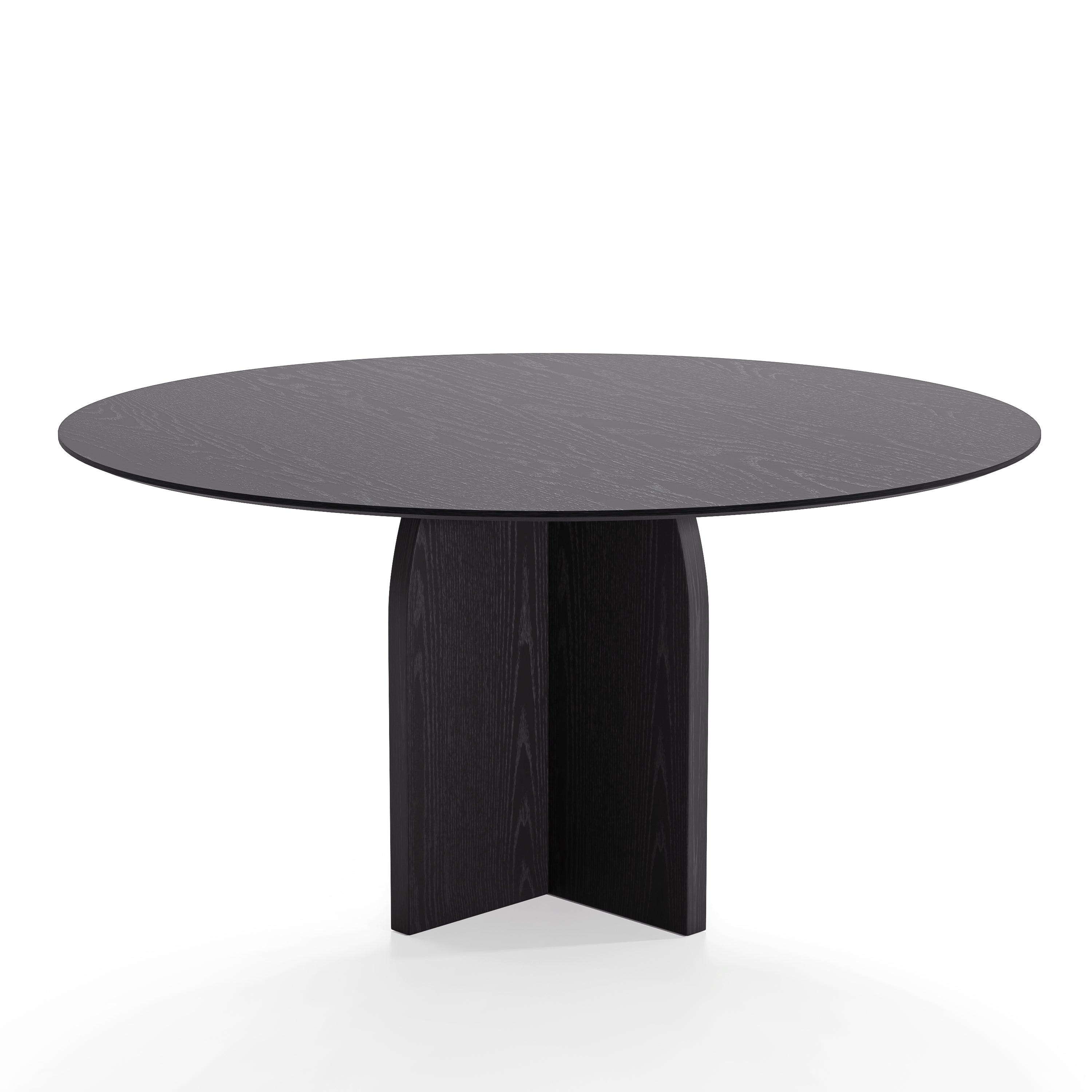 58" Black Solid Wood Pedestal Base Round Top Dining Table