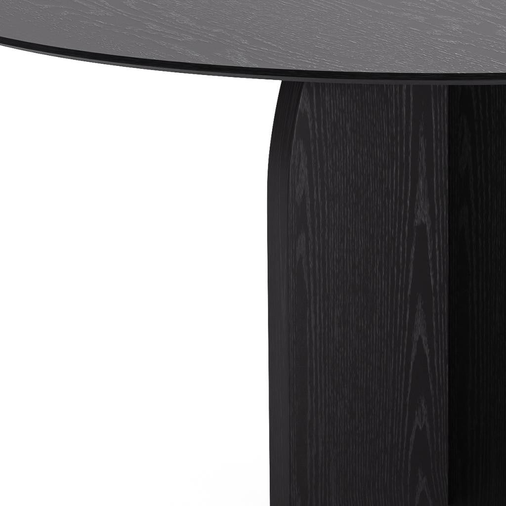 58" Black Solid Wood Pedestal Base Round Top Dining Table