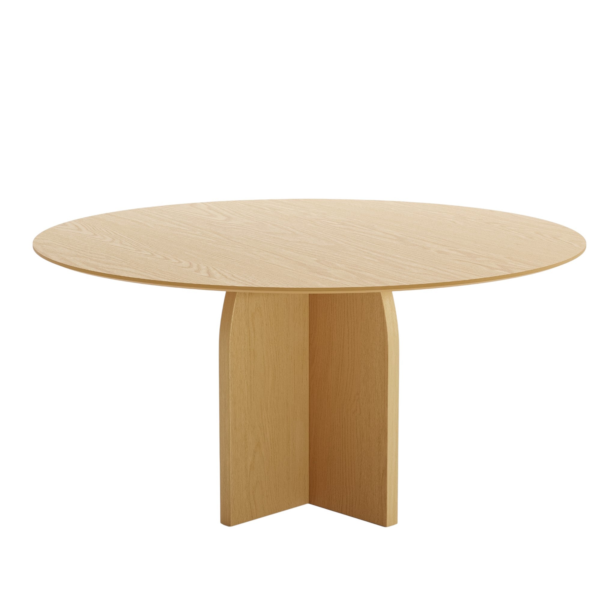 58" Beige Solid Wood Pedestal Base Round Top Dining Table