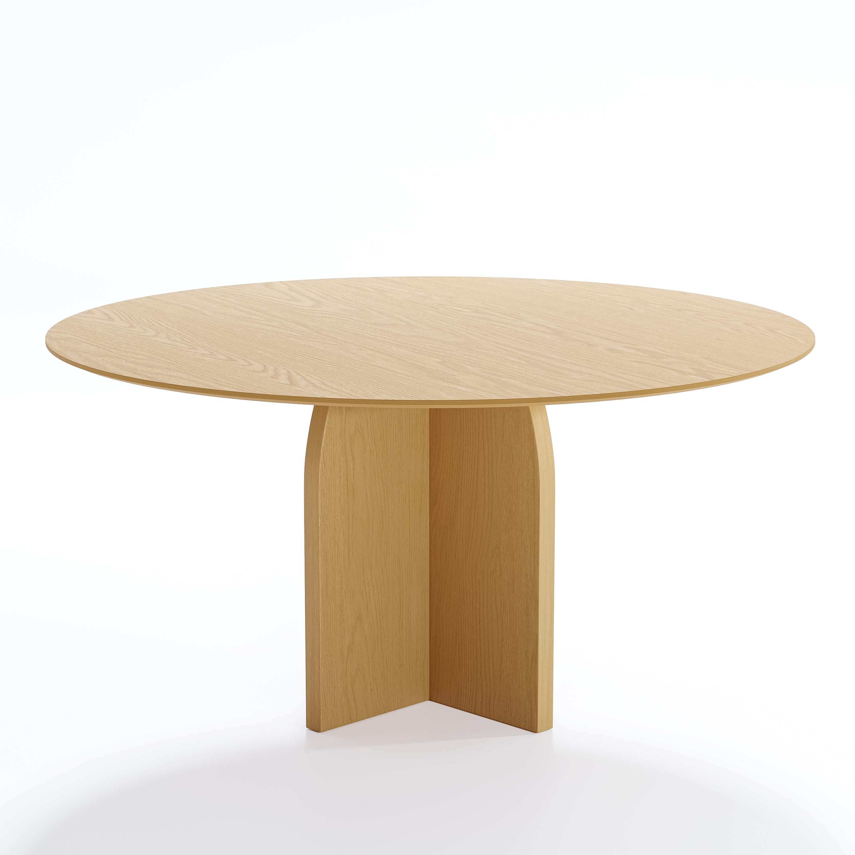 58" Beige Solid Wood Pedestal Base Round Top Dining Table