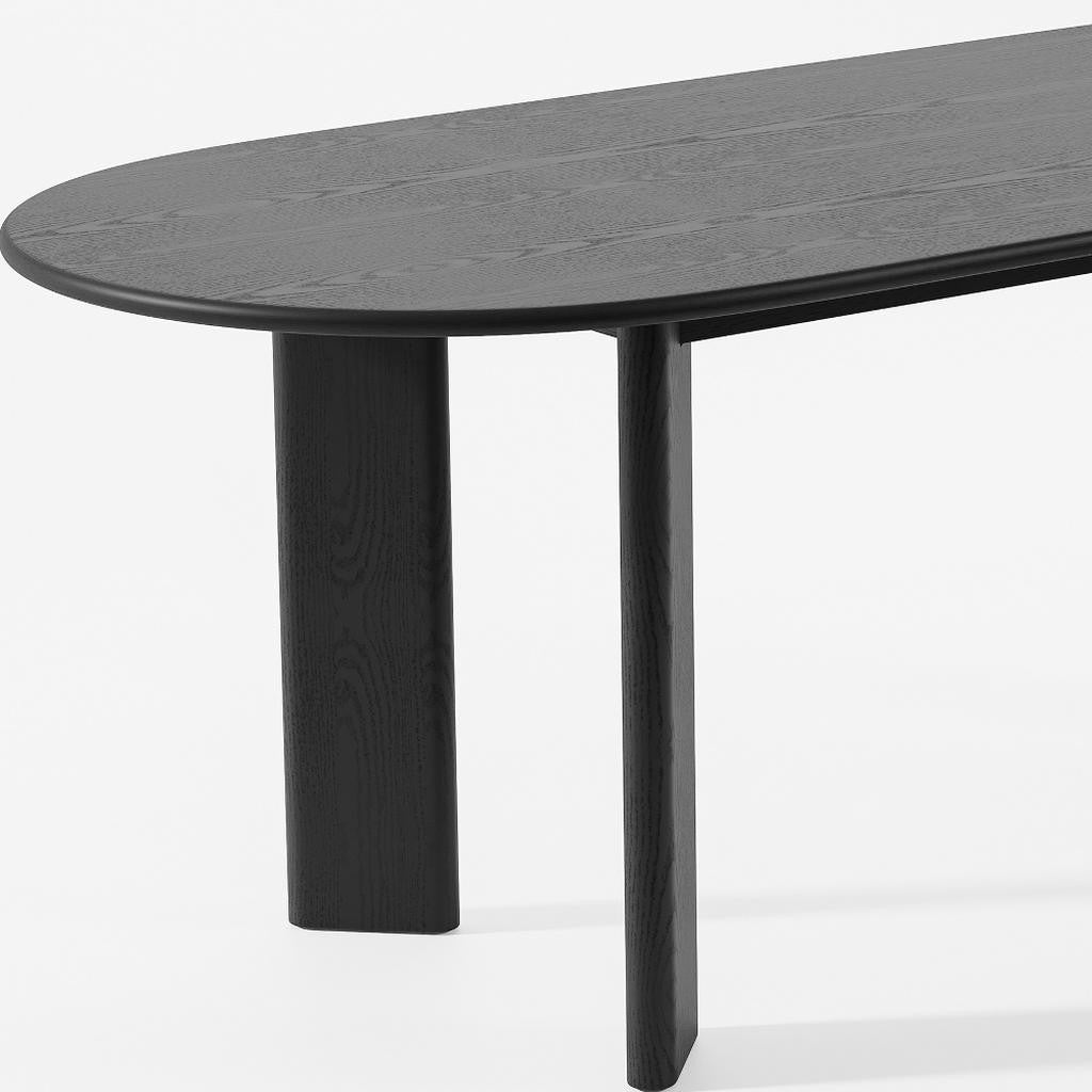 78" Black Solid Wood Oval Dining Table