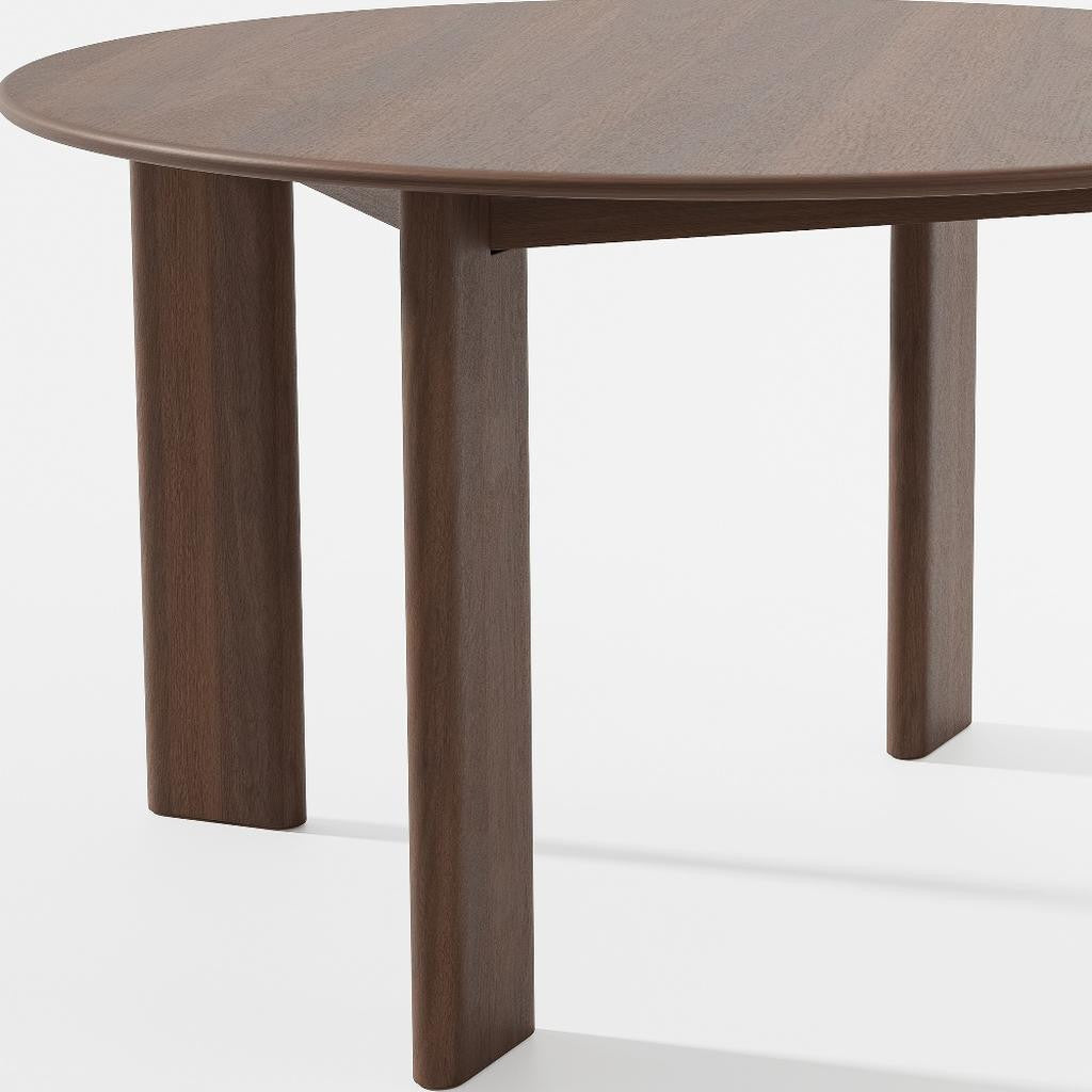 51" Brown Solid Wood Round Top Dining Table