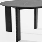 51" Black Solid Wood Round Top Dining Table