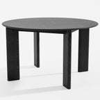 51" Black Solid Wood Round Top Dining Table