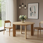 51" Beige Solid Wood Round Top Dining Table