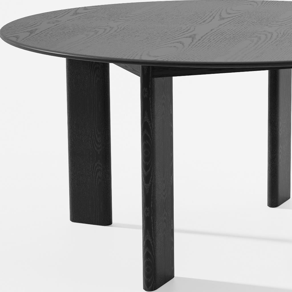 58" Black Solid Wood Round Top Dining Table