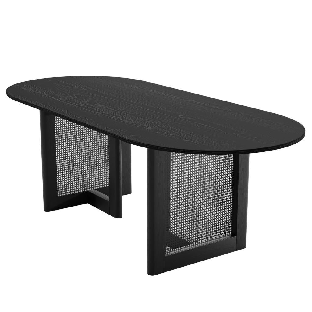 33" Black Solid Wood Oval Bar Table