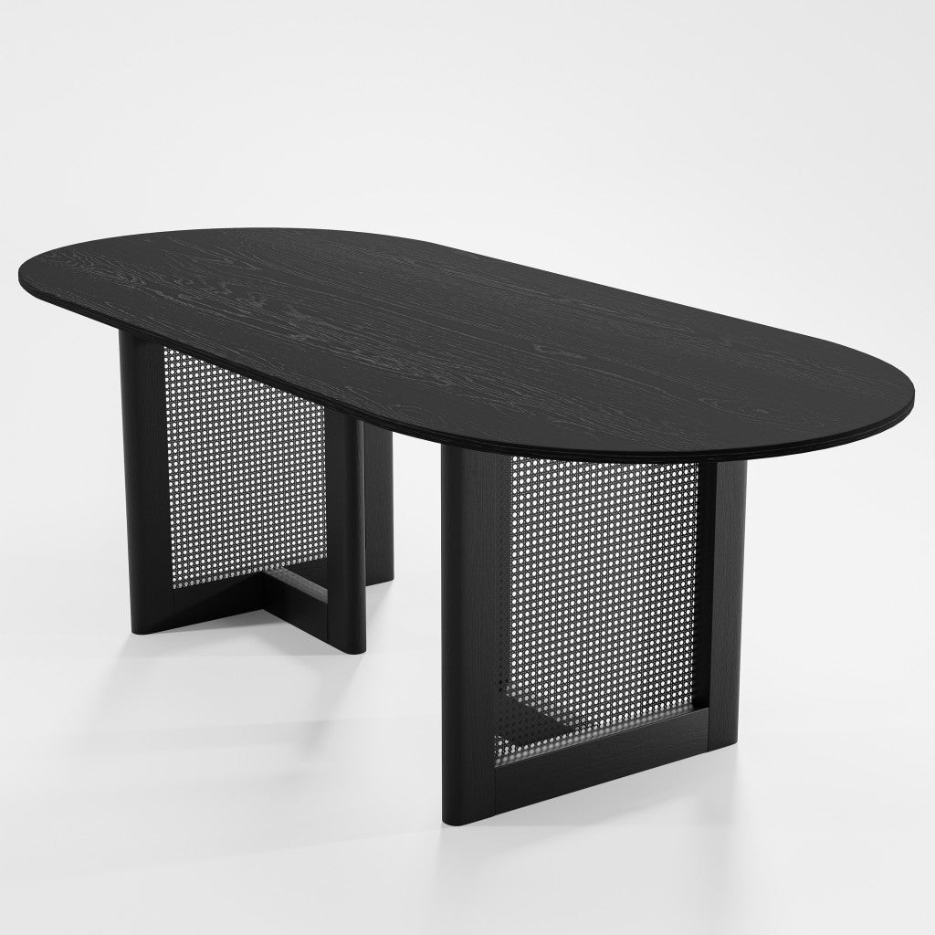 33" Black Solid Wood Oval Bar Table