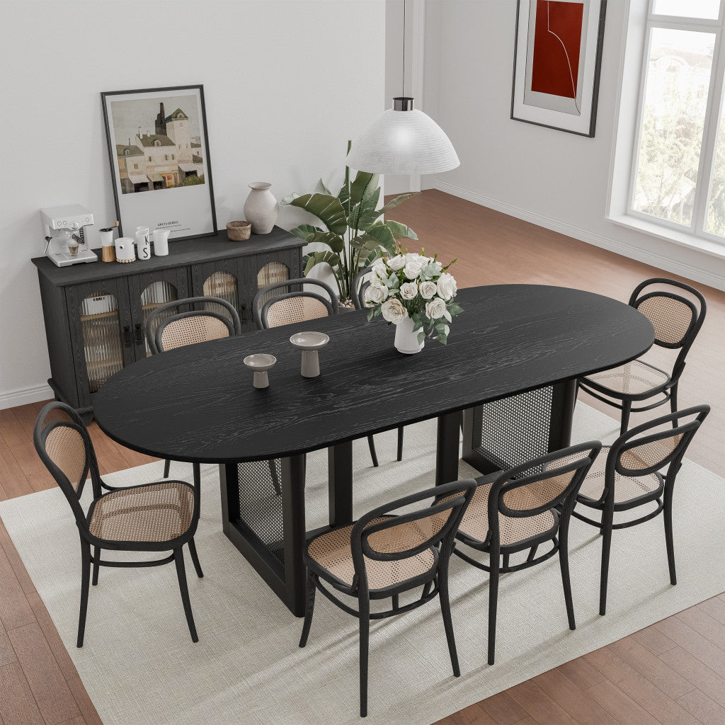 33" Black Solid Wood Oval Bar Table