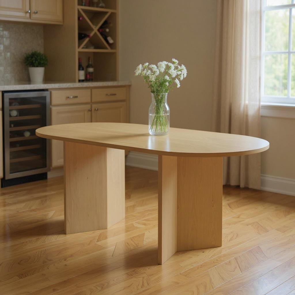 33" Yellow Solid Wood Oval Bar Table