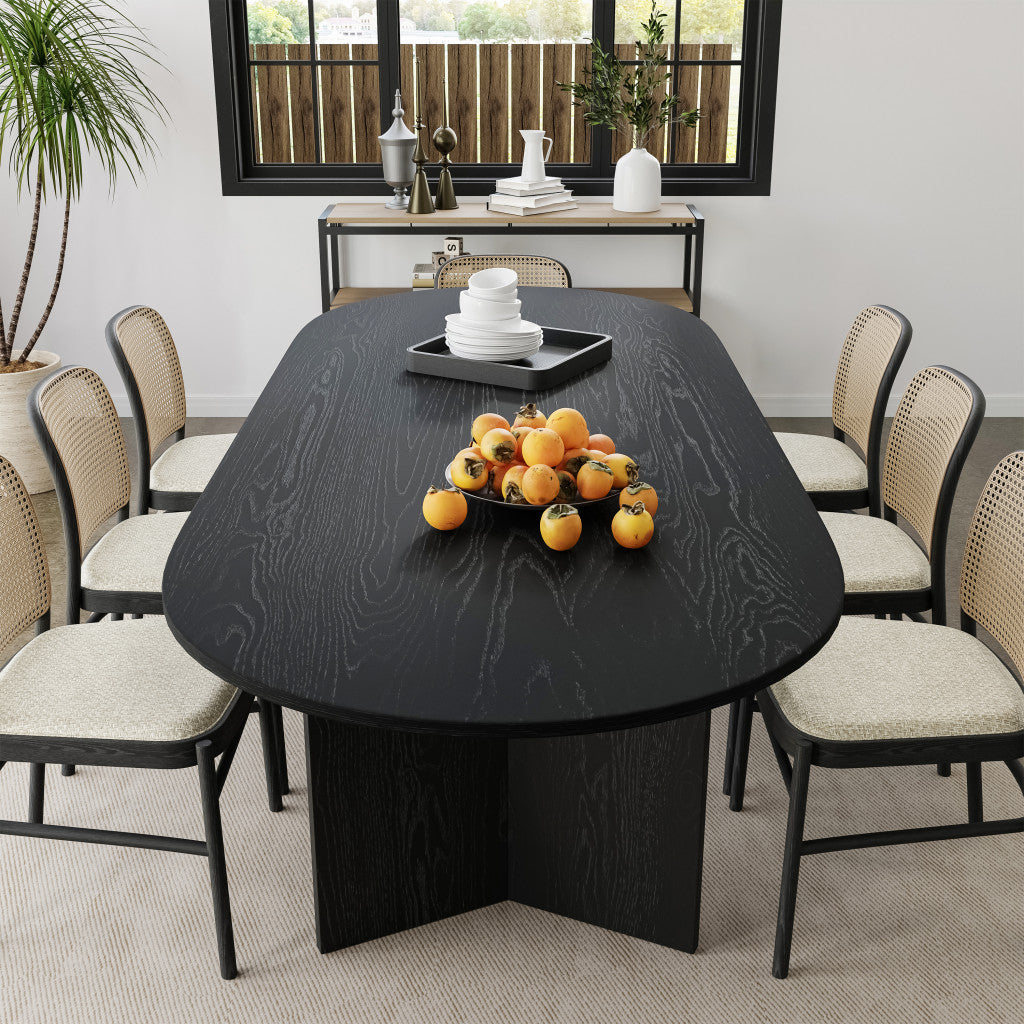 33" Black Solid Wood Oval Bar Table