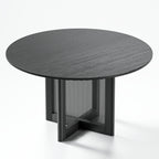 52" Black Solid Wood Rounded Bar Table