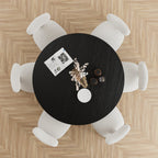 52" Black Solid Wood Rounded Bar Table