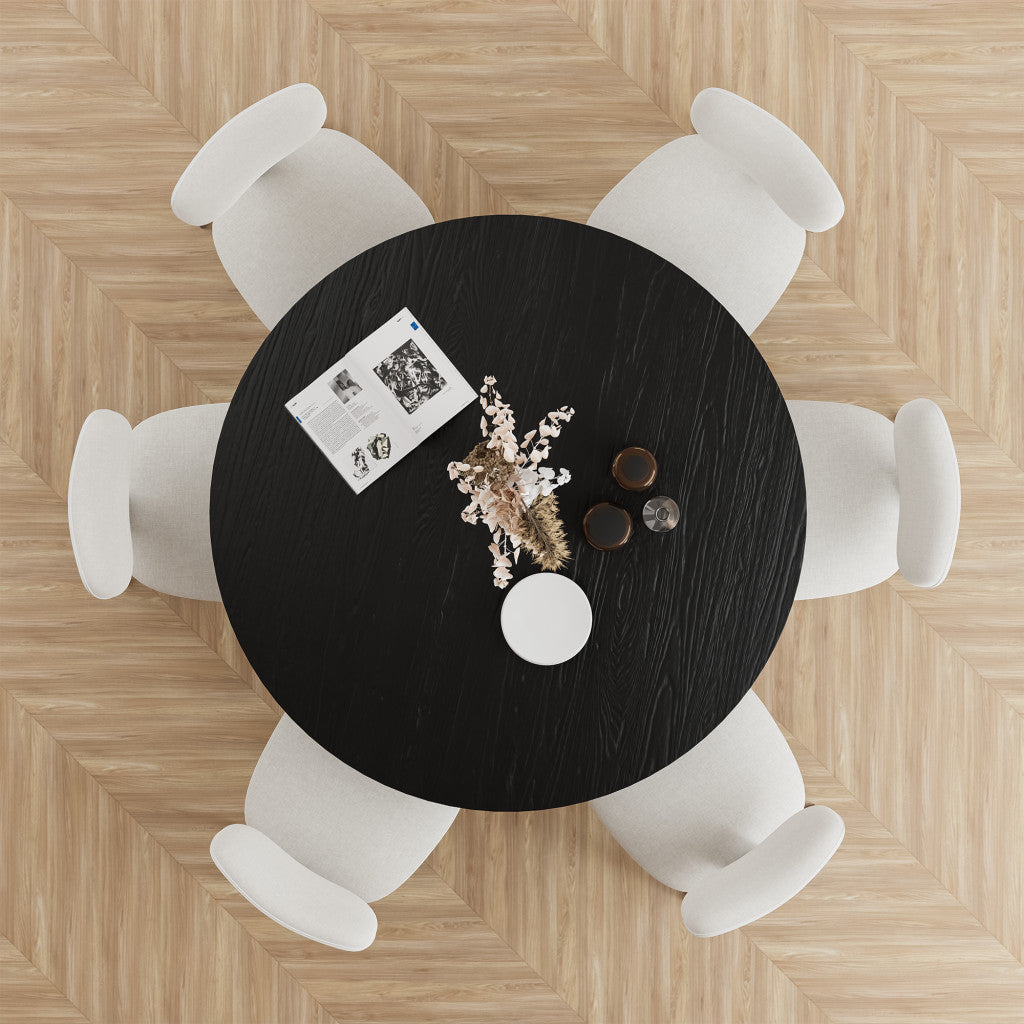 52" Black Solid Wood Rounded Bar Table