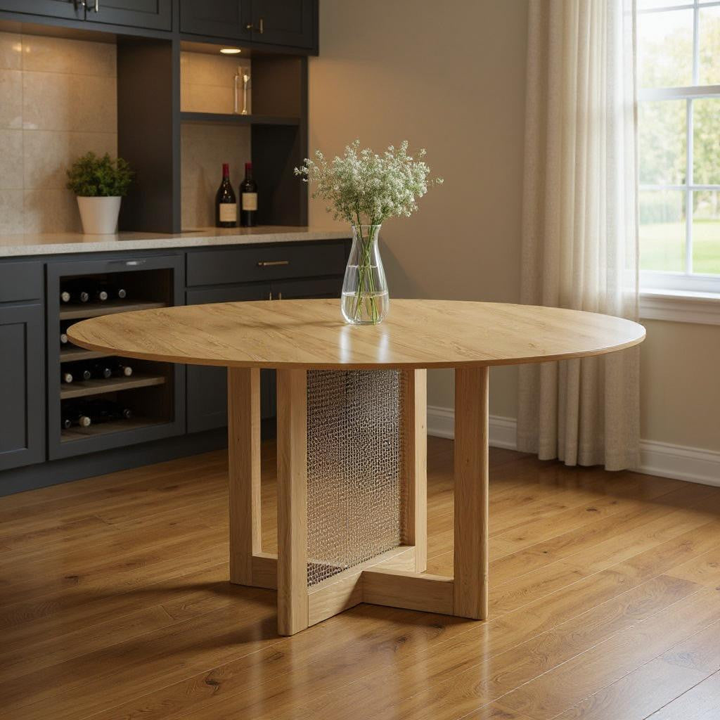 59" Yellow Solid Wood Rounded Bar Table