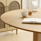 59" Yellow Solid Wood Rounded Bar Table