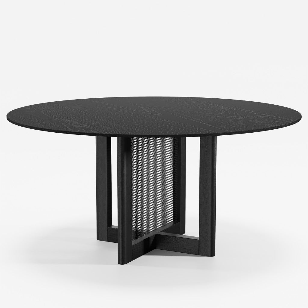 59" Black Solid Wood Rounded Bar Table