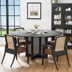 59" Black Solid Wood Rounded Bar Table