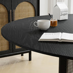 59" Black Solid Wood Rounded Bar Table