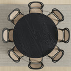 59" Black Solid Wood Rounded Bar Table