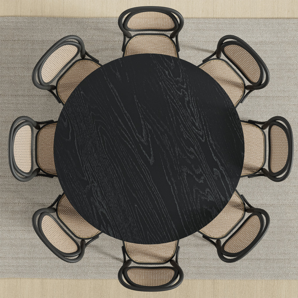 59" Black Solid Wood Rounded Bar Table