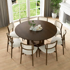 59" Brown Solid Wood Rounded Bar Table