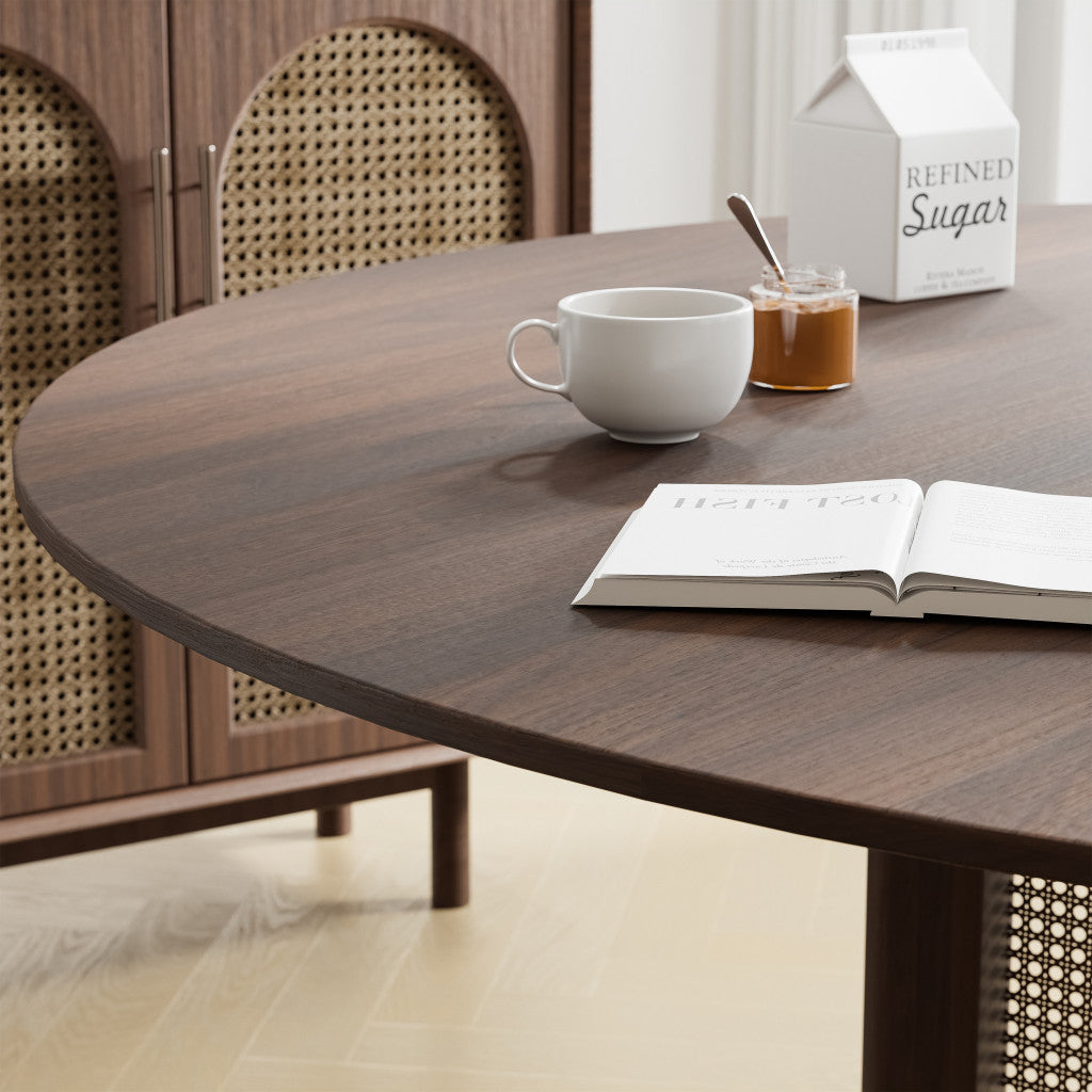 59" Brown Solid Wood Rounded Bar Table