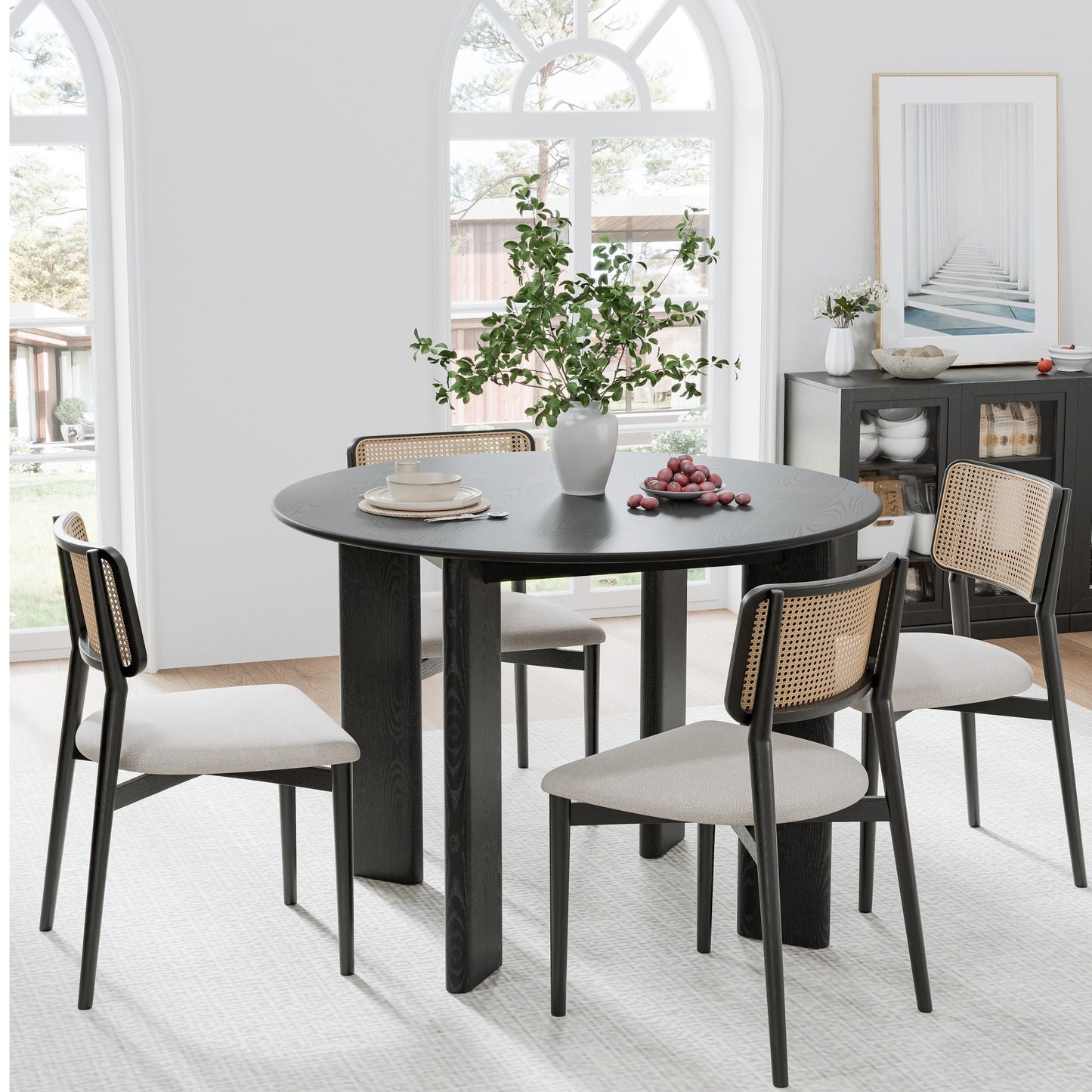 42" Black Solid Wood Rounded Bar Table
