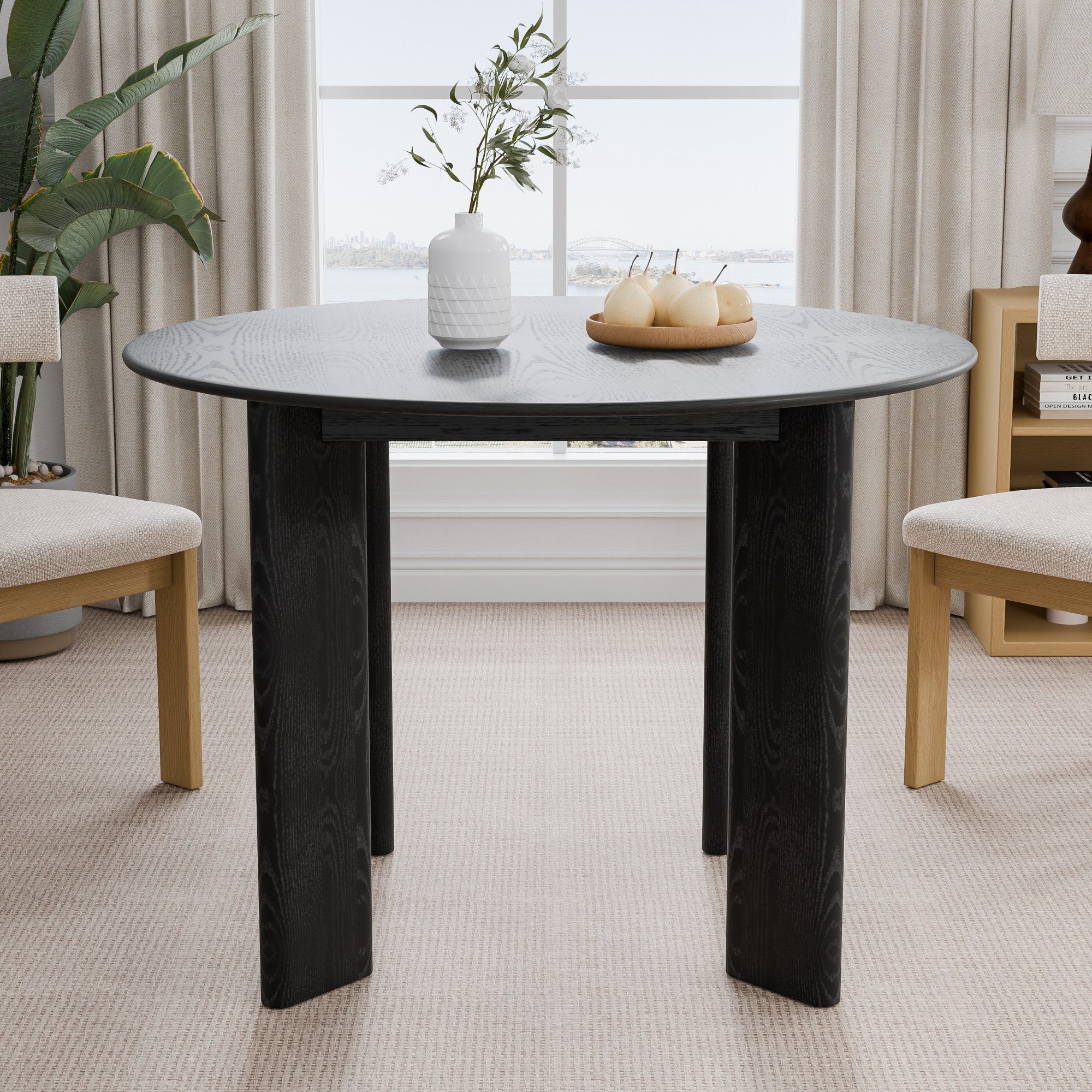 42" Black Solid Wood Rounded Bar Table