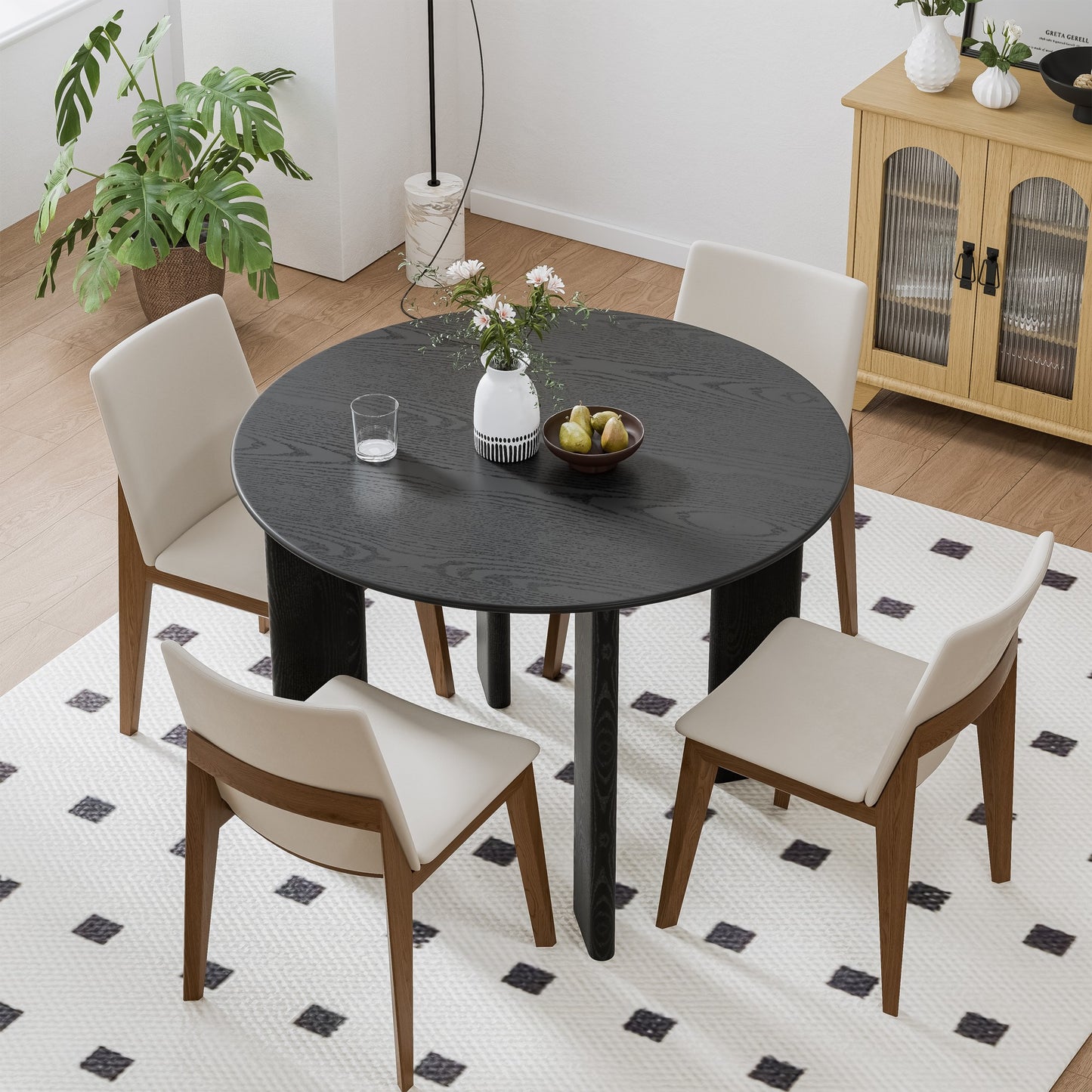 42" Black Solid Wood Rounded Bar Table