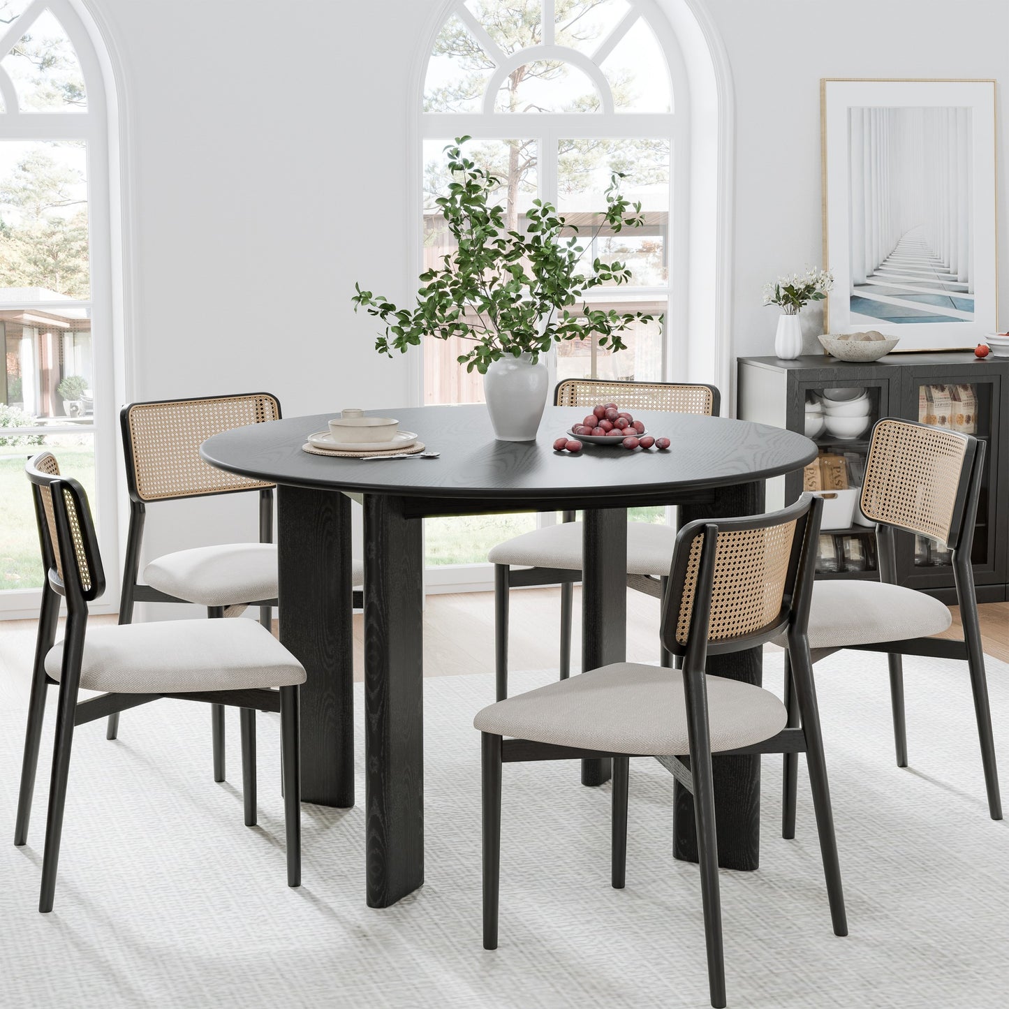 45" Black Solid Wood Rounded Bar Table