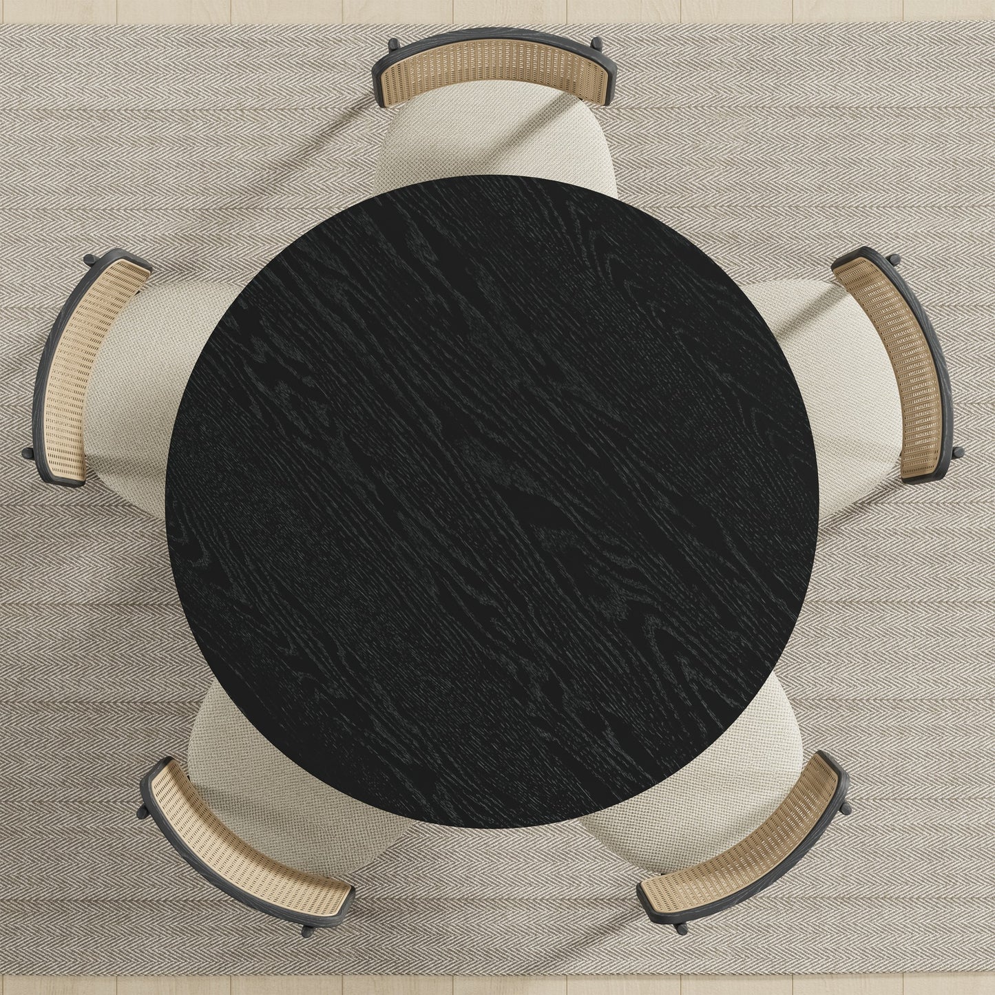 45" Black Solid Wood Rounded Bar Table