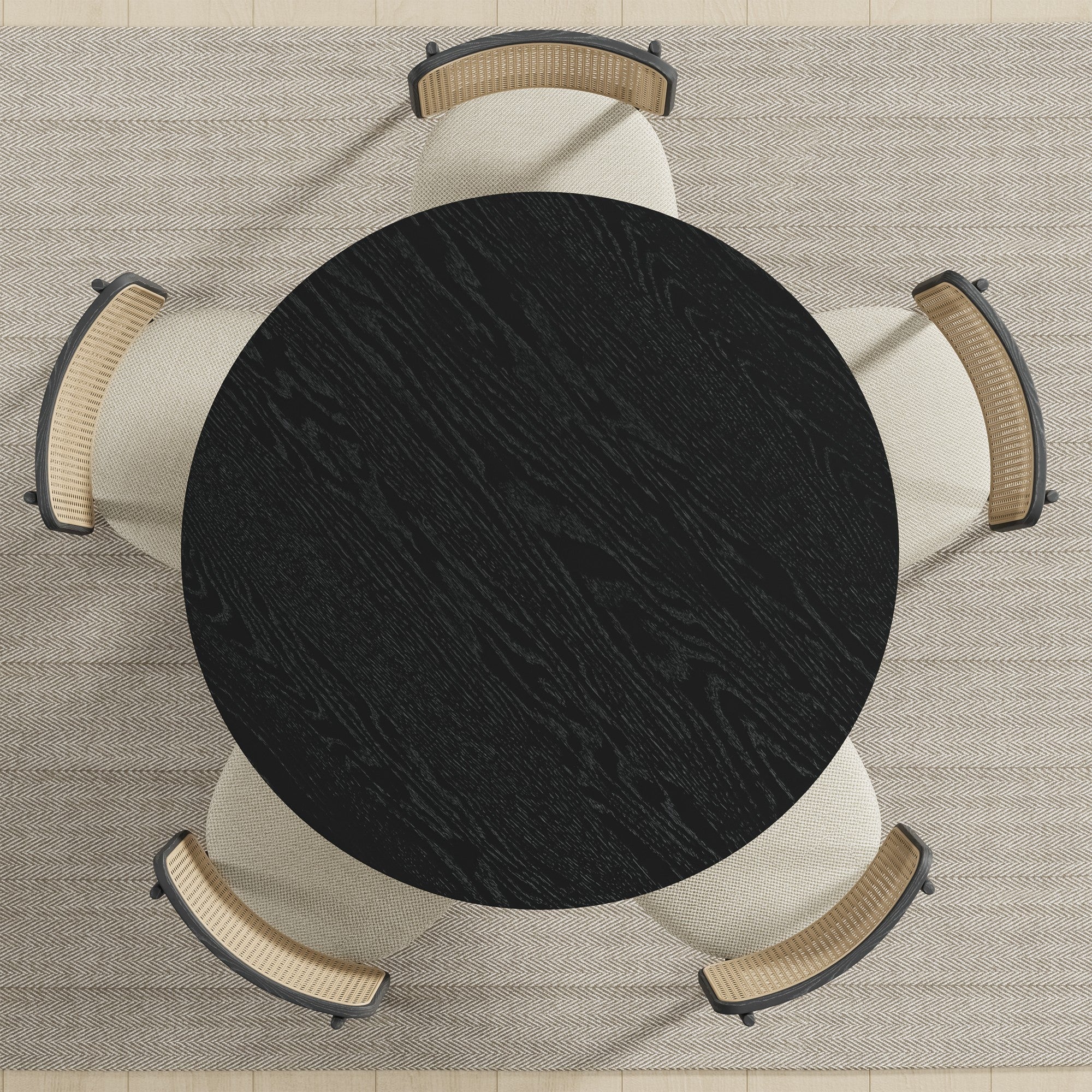 45" Black Solid Wood Rounded Bar Table