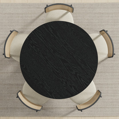 45" Black Solid Wood Rounded Bar Table