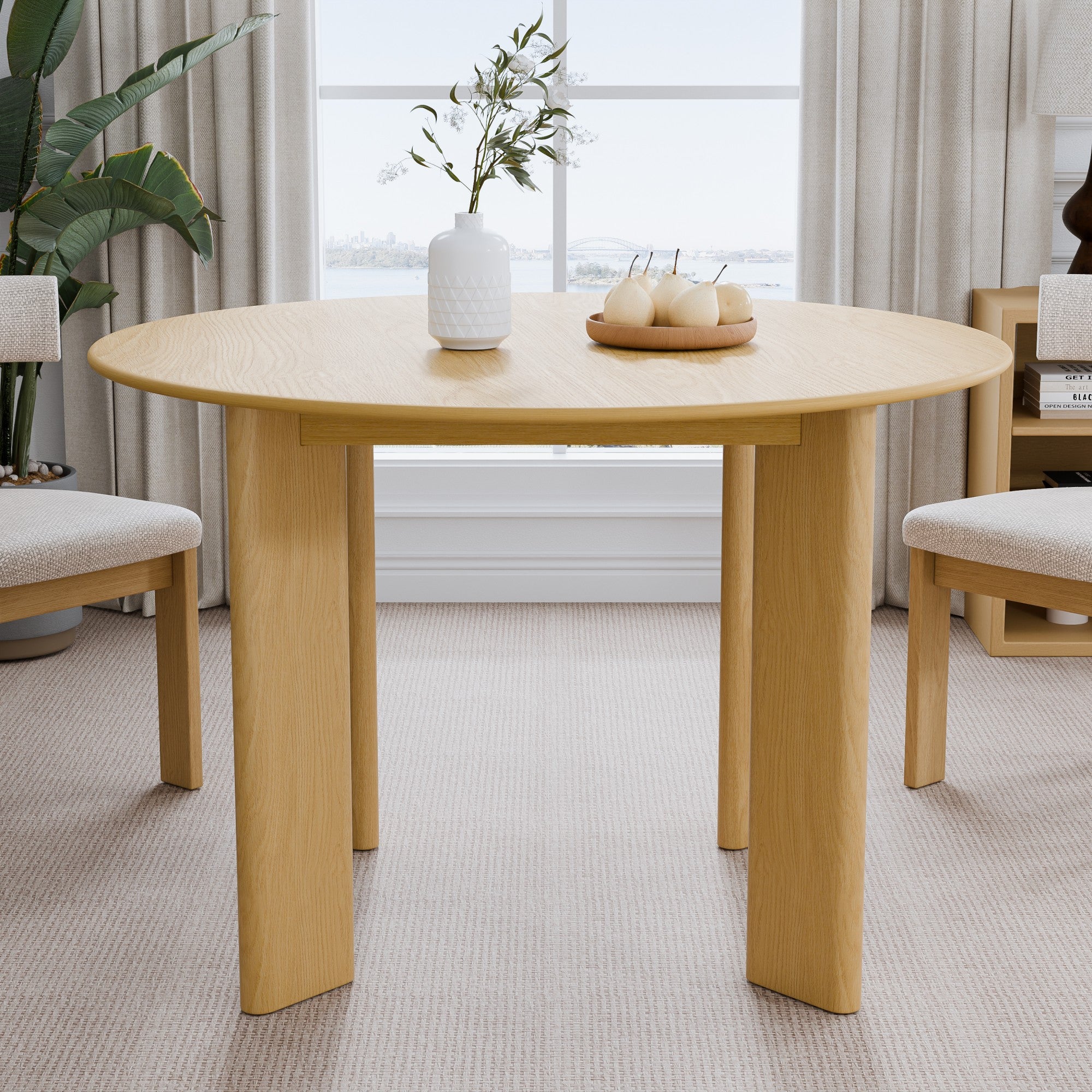45" Yellow Solid Wood Rounded Bar Table