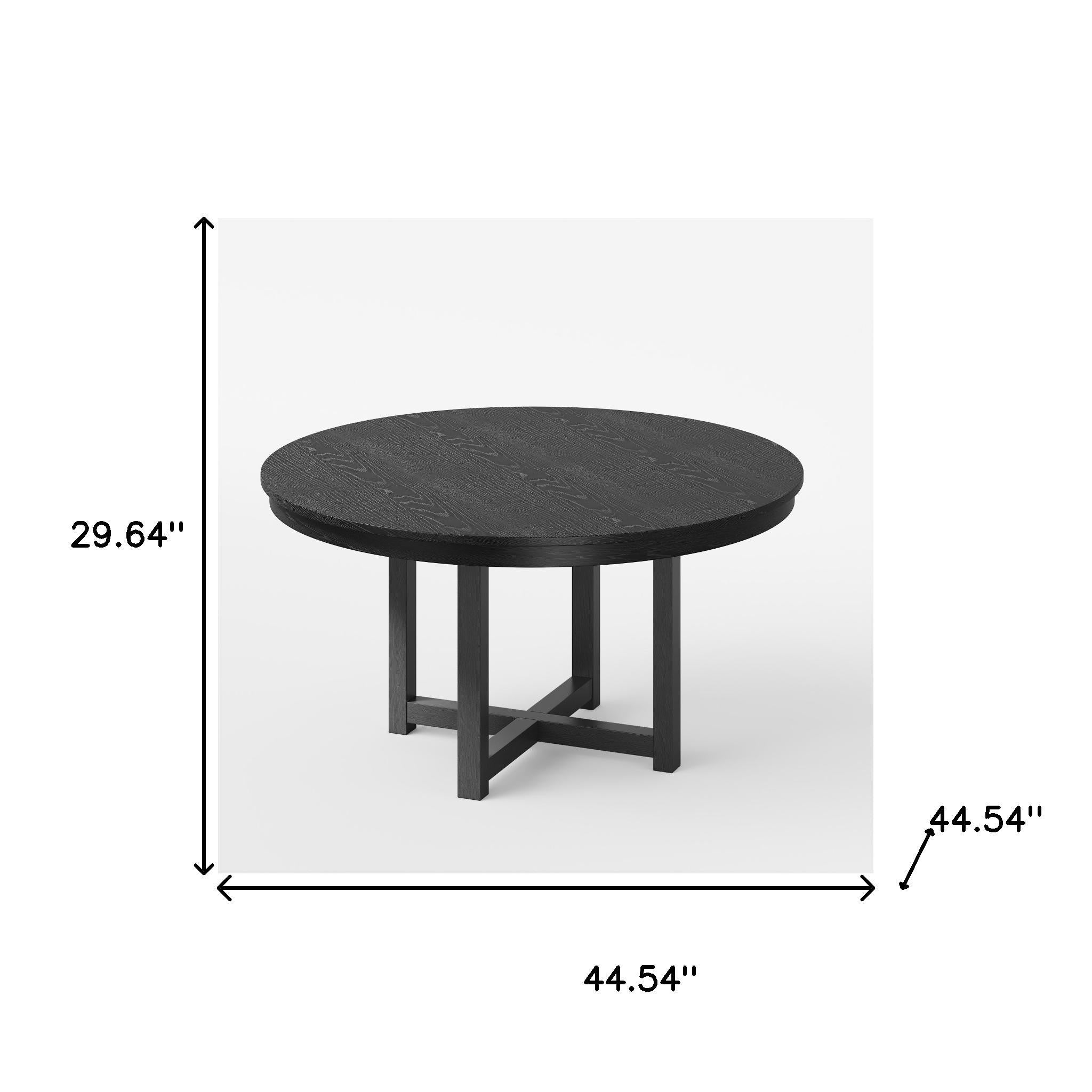45" Black Solid Wood Rounded Bar Table