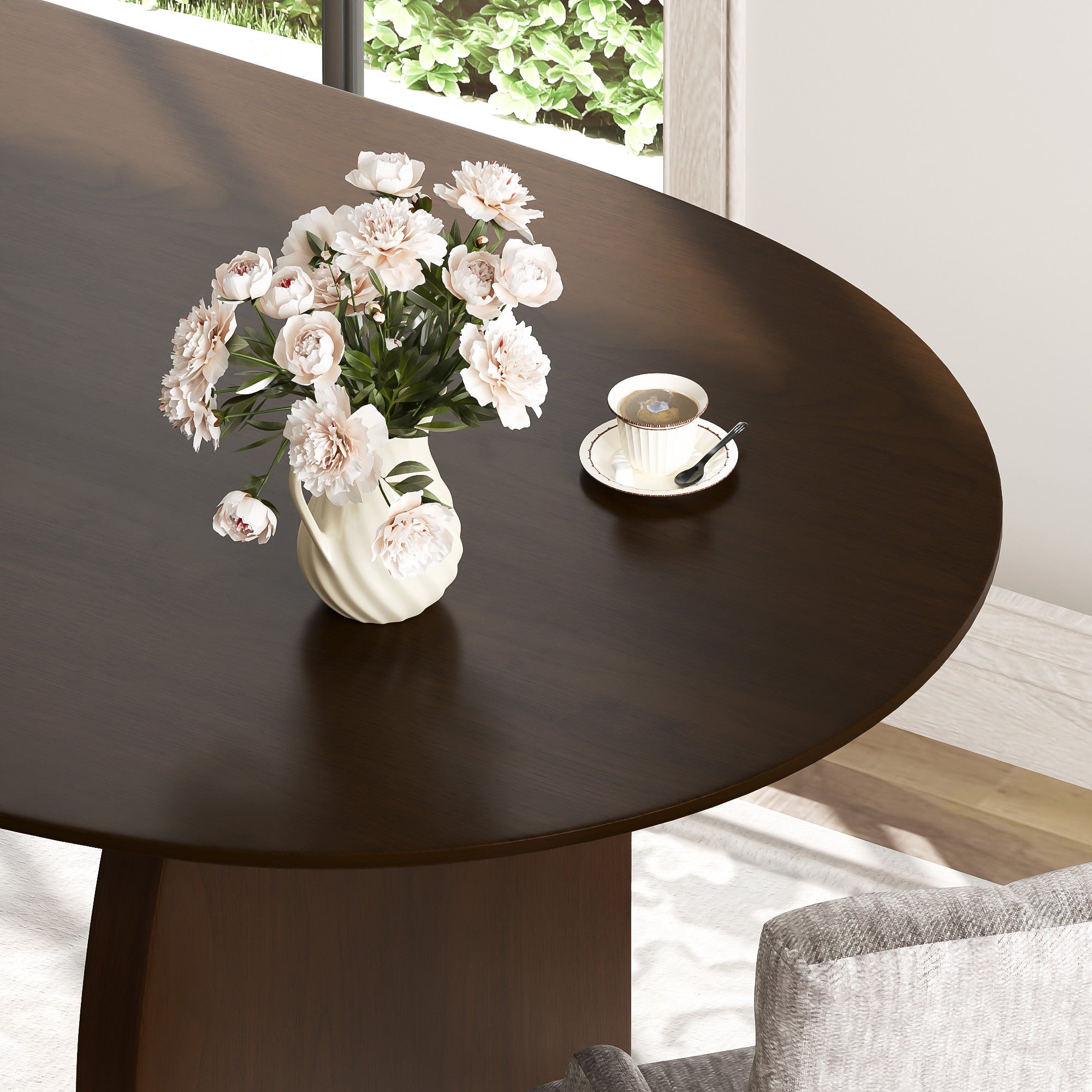 33" Brown Solid Wood Oval Bar Table