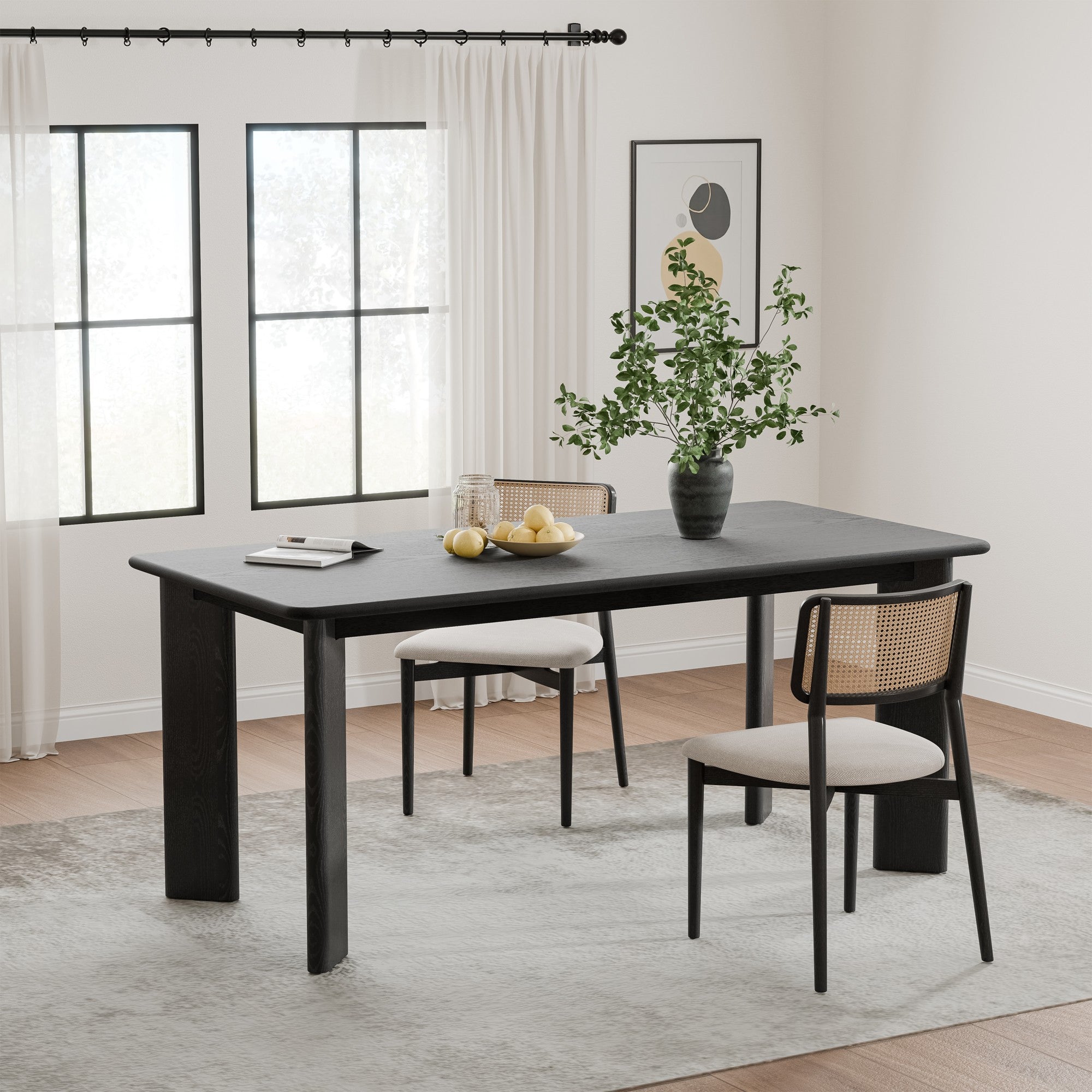 33" Black Solid Wood Rectangular Bar Table