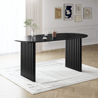 33" Black Solid Wood Oval Bar Table