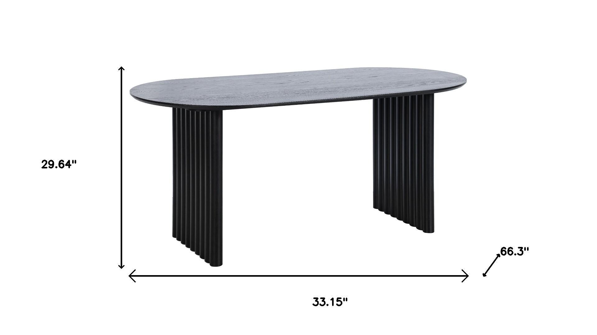 33" Black Solid Wood Oval Bar Table