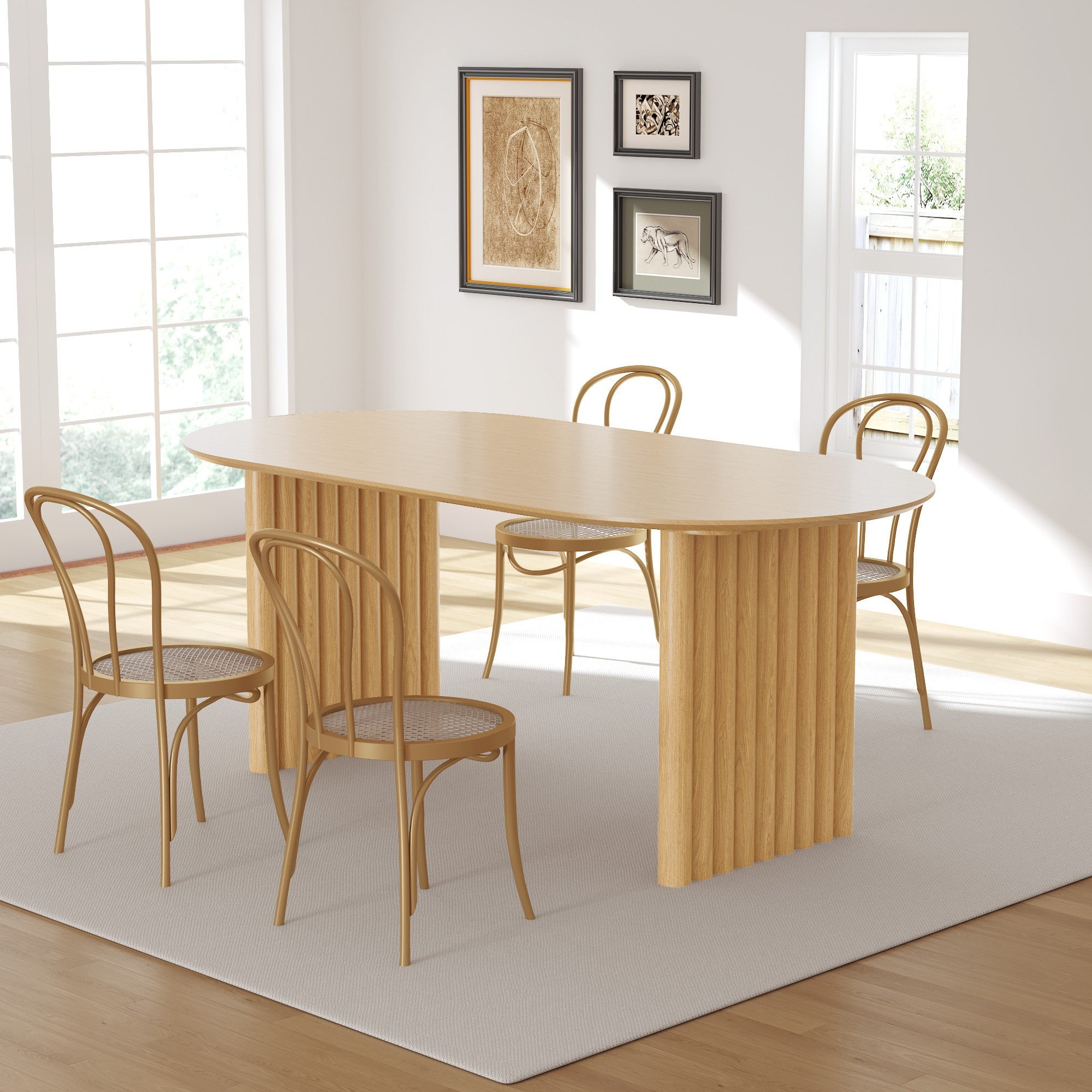 33" Yellow Solid Wood Oval Bar Table