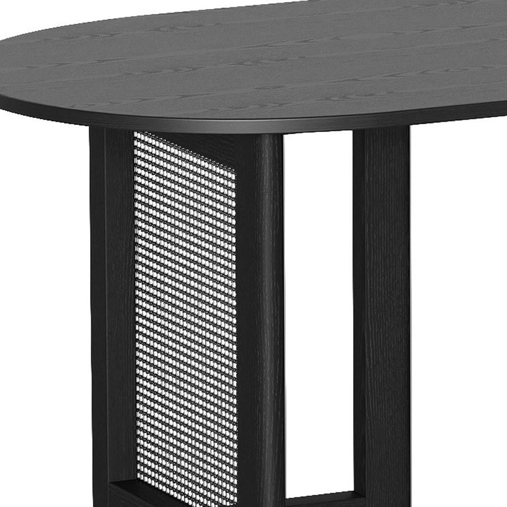 67" Black Wood Oval Bar Table
