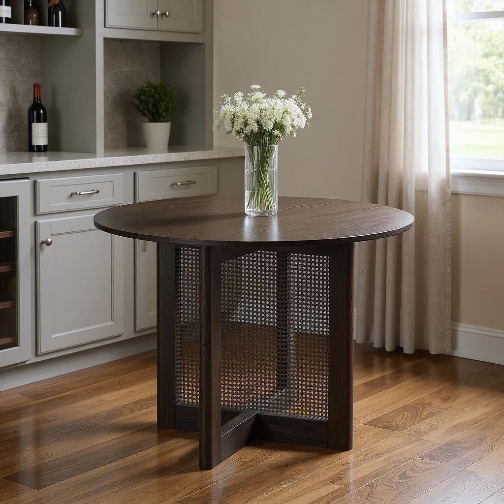 46" Black Wood Rounded Bar Table