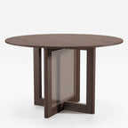 46" Walnut Wood Rounded Bar Table