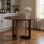 52" Walnut Wood Rounded Bar Table