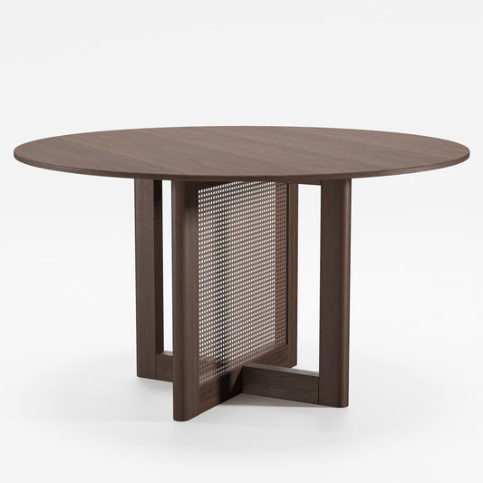 52" Walnut Wood Rounded Bar Table