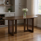 79" Walnut Wood Oval Bar Table