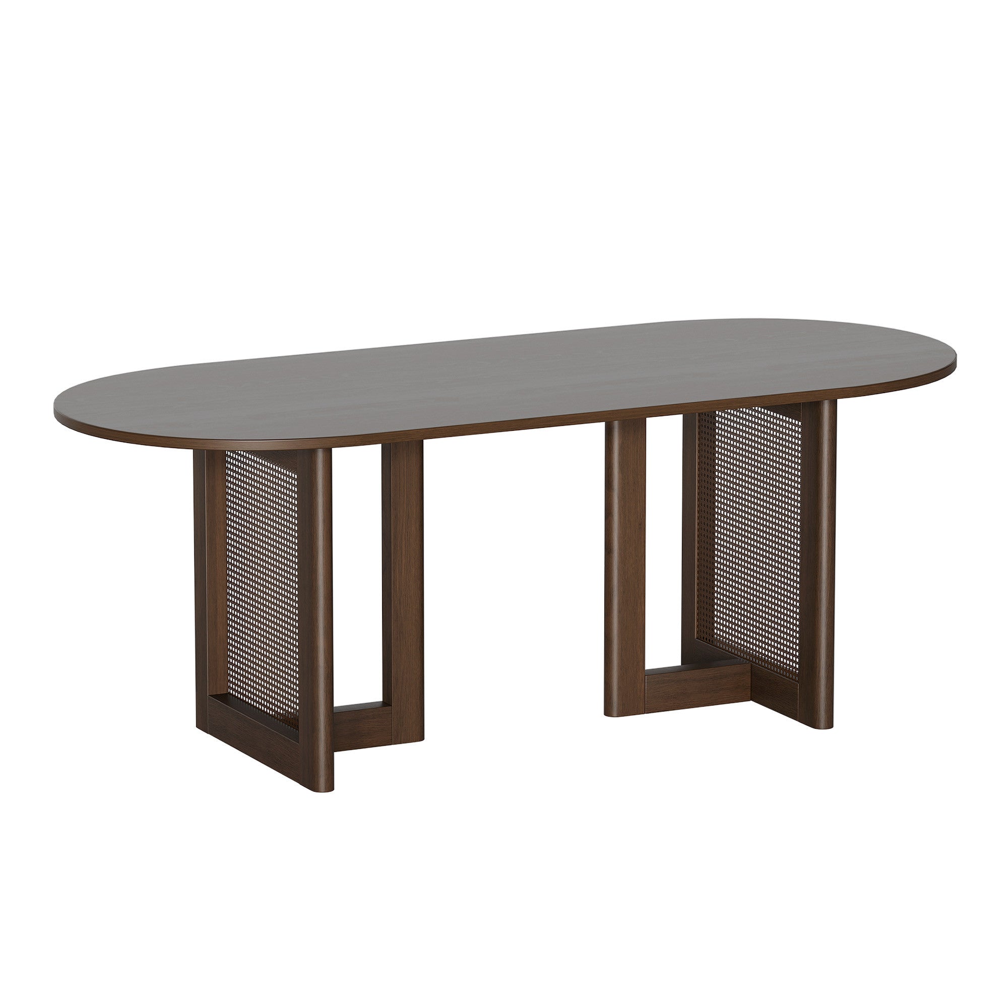 79" Walnut Wood Oval Bar Table
